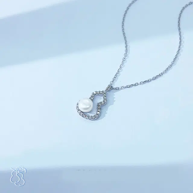 遇点 葫芦福禄 好运轻奢小众锁骨链  精致温柔闪耀氛围感 日常通勤 淡水珍珠 项链 女款