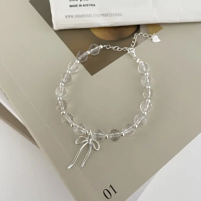 遇点 小清新蝴蝶结甜美 #好运高贵时髦复古小众精致优雅小饰品天然 白水晶 手链 女款
