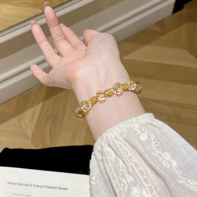 遇点 简约潮流 #好运美拉德风小众轻奢高级感设计天然 黄水晶 手串 女款