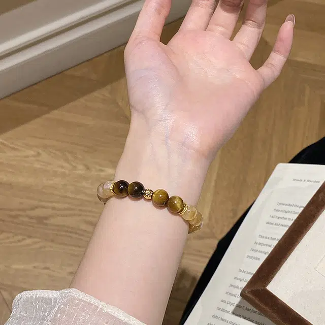 遇点 复古 #好运轻奢风气质小众优雅高级感设计日常天然 黄水晶 手串 女款