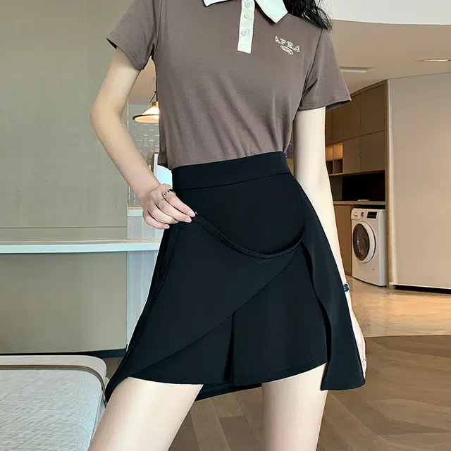 轻迎 高腰简约通勤休闲短裙 女款