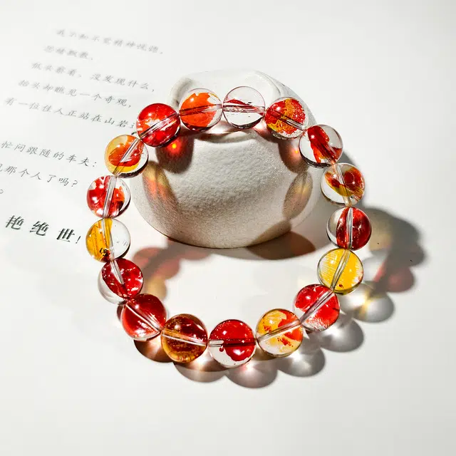 古禾 锦绣人生 鲤应有你  锦鲤胶花晶体干净通透潮流新中式国风百搭时尚简约轻奢高级感小众设计感天然 多色水晶 手串 男女同款情侣款