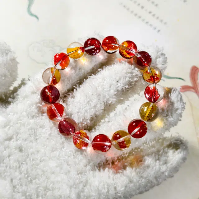 古禾 锦绣人生 鲤应有你  锦鲤胶花晶体干净通透潮流新中式国风百搭时尚简约轻奢高级感小众设计感天然 多色水晶 手串 男女同款情侣款