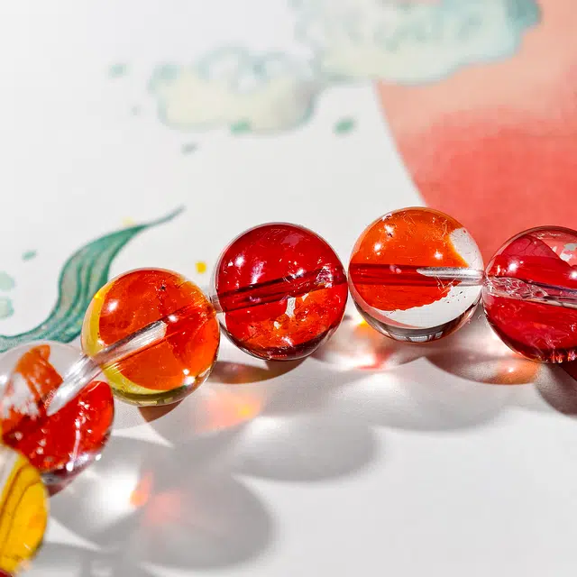 古禾 锦绣人生 鲤应有你  锦鲤胶花晶体干净通透潮流新中式国风百搭时尚简约轻奢高级感小众设计感天然 多色水晶 手串 男女同款情侣款