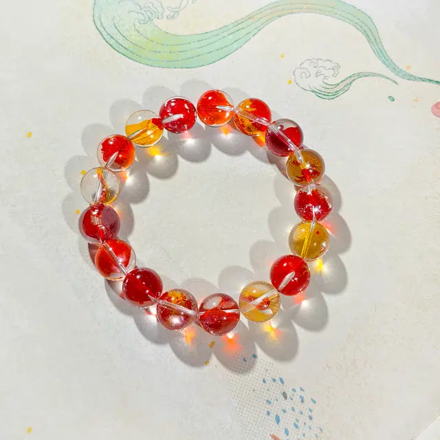 古禾 锦绣人生 鲤应有你  锦鲤胶花晶体干净通透潮流新中式国风百搭时尚简约轻奢高级感小众设计感天然 多色水晶 手串 男女同款情侣款