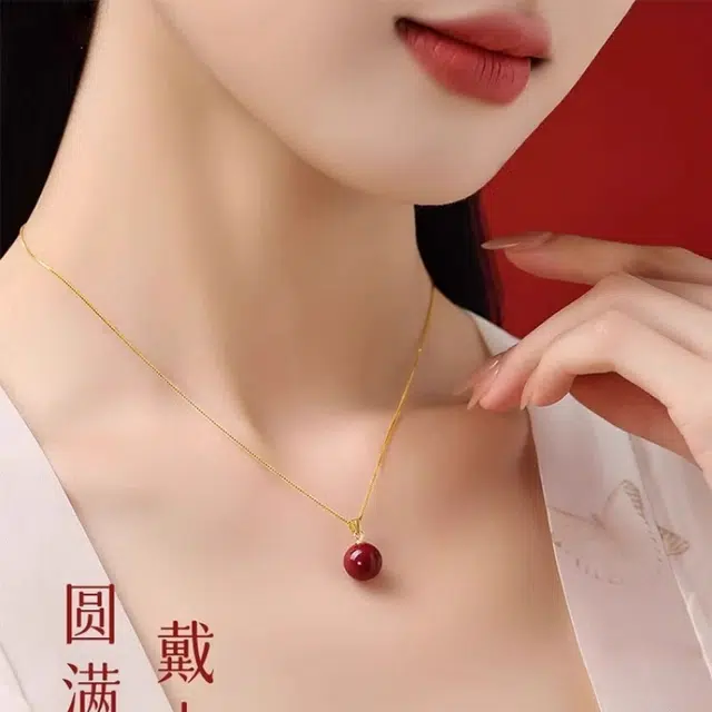 亮晶缘 新中式国潮复古民族风 吉祥如意 鸿运当头 轻奢小众#好运天然 朱砂 项链 女款