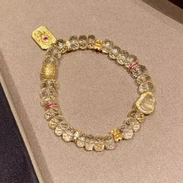 亮晶缘 新中式国潮国风 八方来财腰缠万贯 高级轻奢百搭 水逆退散能量磁场 鸿运当头招财进宝天然 黄水晶 手串 男女同款情侣款