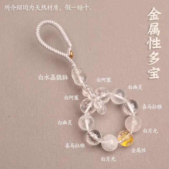 亮晶缘 新中式国潮 手机链 潮流拼色设计 复古国风招财小众百搭转运珠手机挂件天然 黄水晶 吊坠 男女同款情侣款