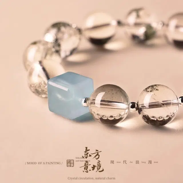 亮晶缘 【聚财生花】轻奢 高级感小众设计 清冷风 诸事顺遂幽灵 招财聚宝天然 白水晶 手串 男女同款情侣款