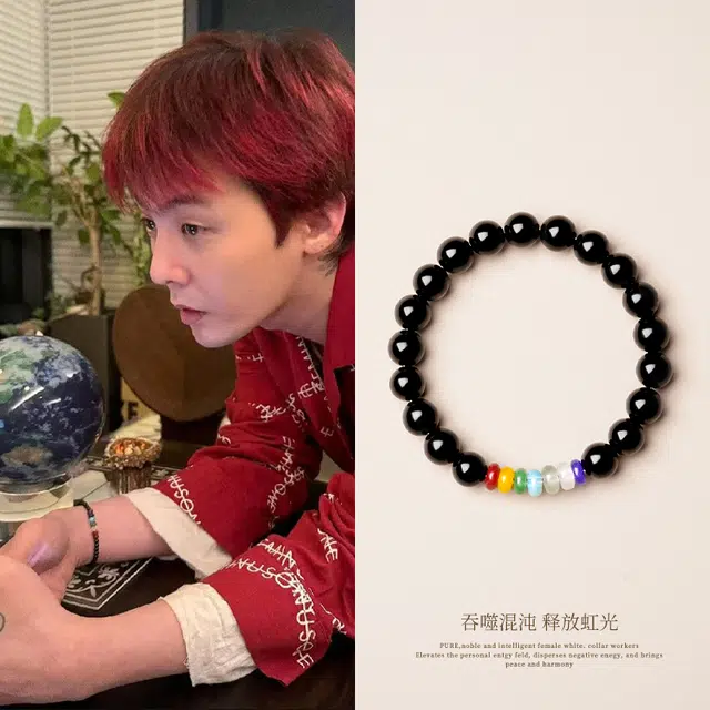 亮晶缘 招财转运 情绪稳定 事业上岸 水逆退散 小众简约拼色设计 招财转运 黑曜石 手串 男女同款情侣款