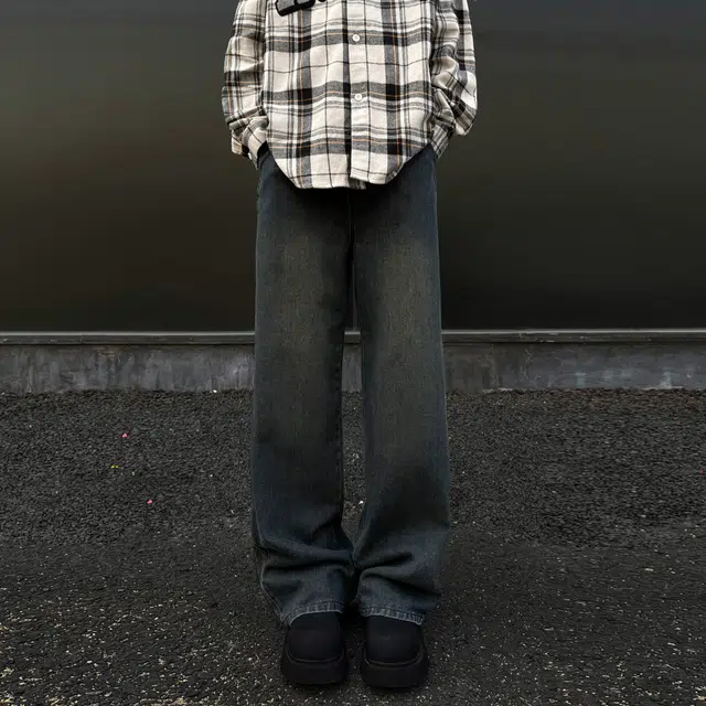 寻星记 美式复古水洗做旧休闲百搭直筒牛仔裤 男女同款