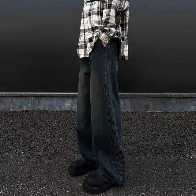 寻星记 美式复古水洗做旧休闲百搭直筒牛仔裤 男女同款