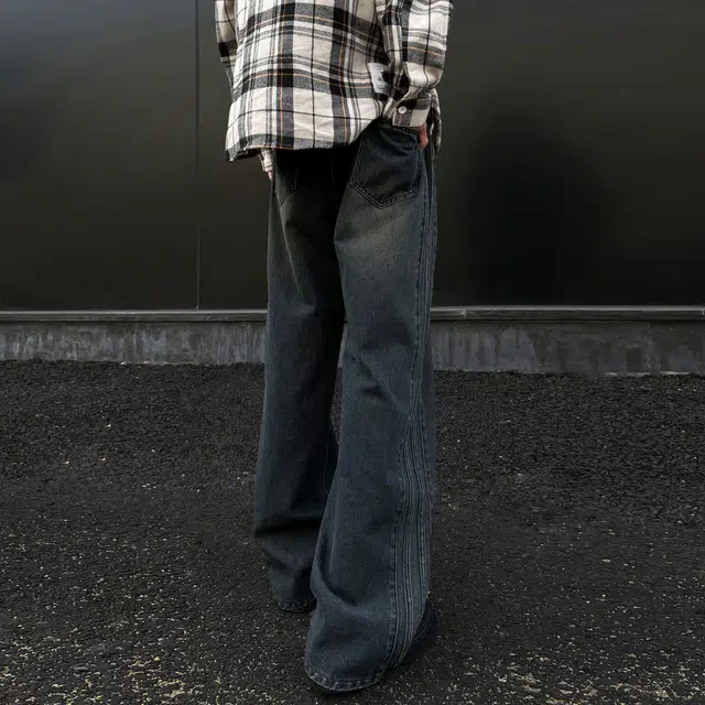 寻星记 美式复古水洗做旧休闲百搭直筒牛仔裤 男女同款
