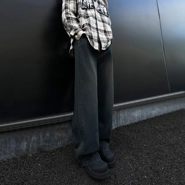 寻星记 美式复古水洗做旧休闲百搭直筒牛仔裤 男女同款