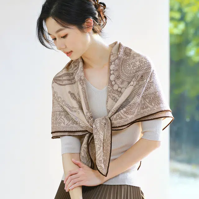 杭丝路 办公室气质百搭装饰搭配日常通勤大方巾 绵羊毛 丝巾 女款