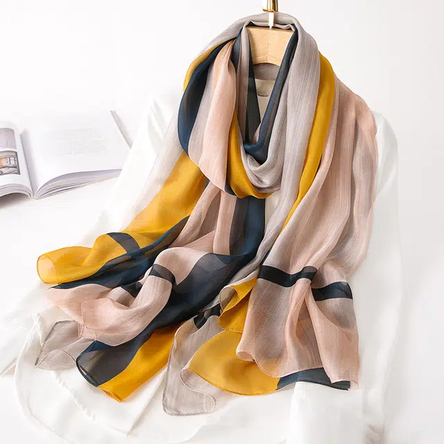 杭丝路 薄款护颈防晒披肩 桑蚕丝 丝巾 女款