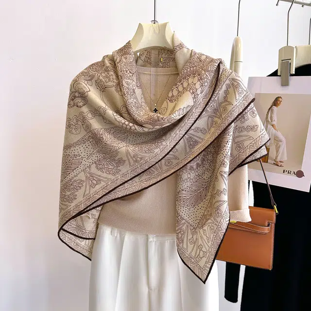 杭丝路 办公室气质百搭装饰搭配日常通勤大方巾 绵羊毛 丝巾 女款