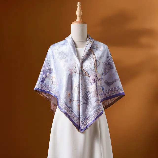 杭丝路 高颜值气质双面异色高级感百搭日常户外搭配大方巾 桑蚕丝 丝巾 女款