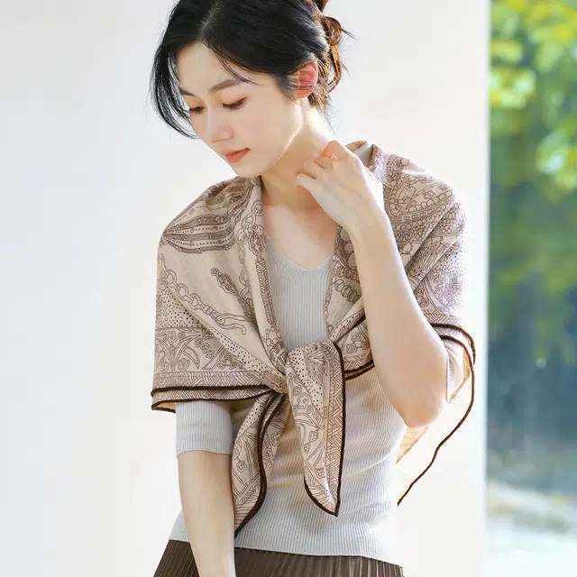 杭丝路 办公室气质百搭装饰搭配日常通勤大方巾 绵羊毛 丝巾 女款