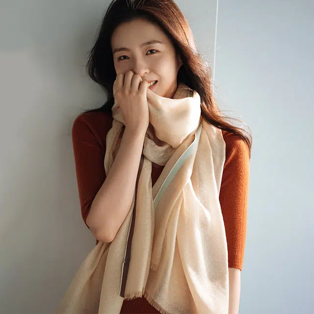 杭丝路 大尺寸空调披肩外搭防晒 丝巾 女款 奶油米白