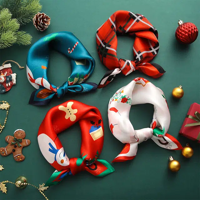 杭丝路 小方巾宝宝婴儿防风真丝围巾三角纱巾护颈围脖 丝巾 儿童款