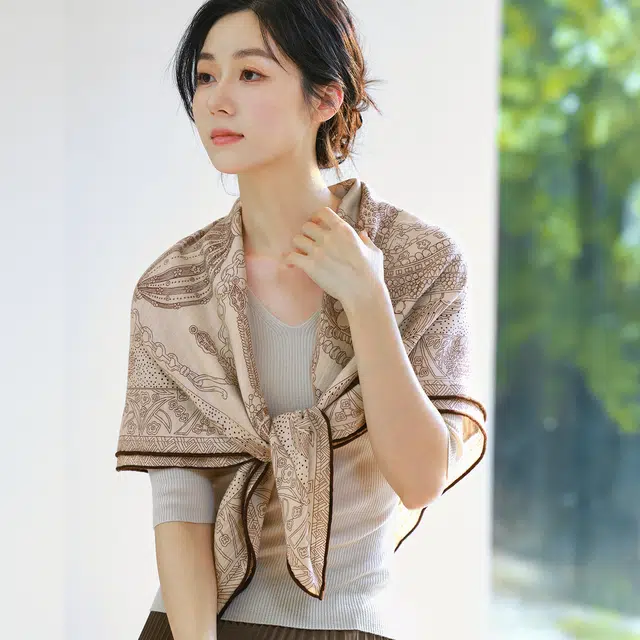 杭丝路 办公室气质百搭装饰搭配日常通勤大方巾 绵羊毛 丝巾 女款