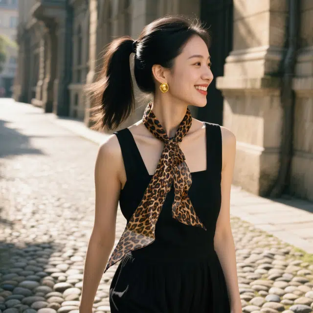 杭丝路 豹纹设计高级感轻奢日常女士百搭小巧减龄 桑蚕丝 丝巾 女款