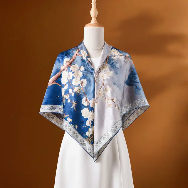 杭丝路 高颜值百搭植物花卉户外搭配气质女士大方巾逛街 桑蚕丝 丝巾 女款