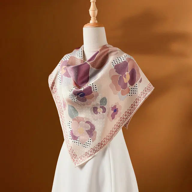 杭丝路 双面异色提花设计百搭气质高端优雅 桑蚕丝 丝巾 女款