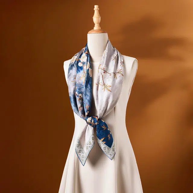 杭丝路 高颜值百搭植物花卉户外搭配气质女士大方巾逛街 桑蚕丝 丝巾 女款