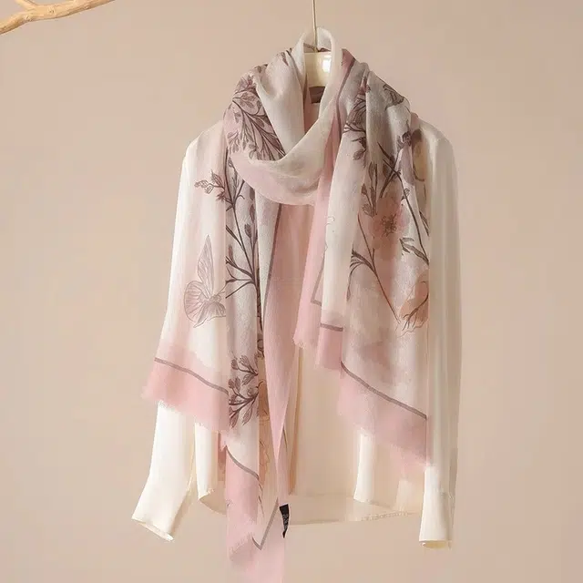 杭丝路 空调房披肩羊绒薄款高端 丝巾 女款 粉色