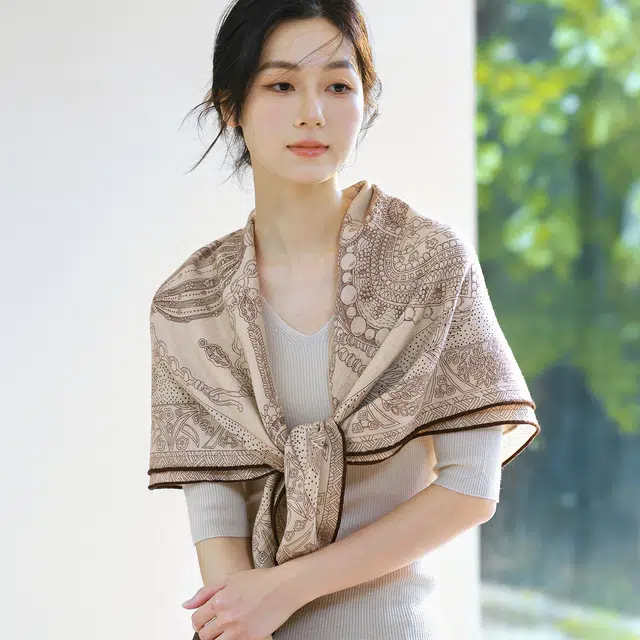 杭丝路 办公室气质百搭装饰搭配日常通勤大方巾 绵羊毛 丝巾 女款