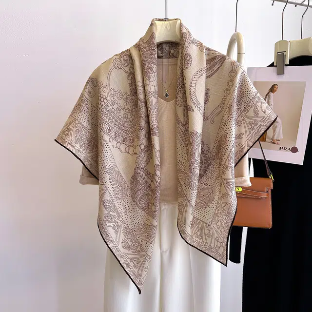 杭丝路 办公室气质百搭装饰搭配日常通勤大方巾 绵羊毛 丝巾 女款