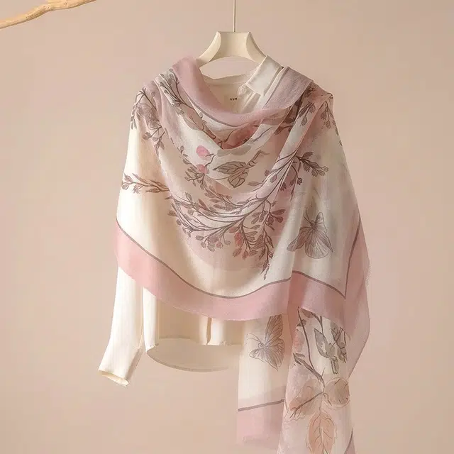 杭丝路 空调房披肩羊绒薄款高端 丝巾 女款 粉色