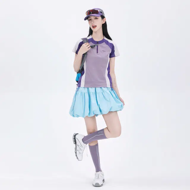 吉业重工 拼接百褶蓬蓬通勤休闲短裙 女款