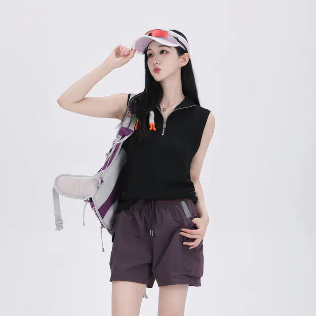 吉业重工 文艺范无袖复古美式立领设计背心 女款