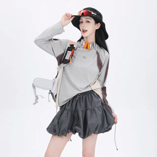 吉业重工 山系户外宽松休闲拼色圆领长袖卫衣 女款
