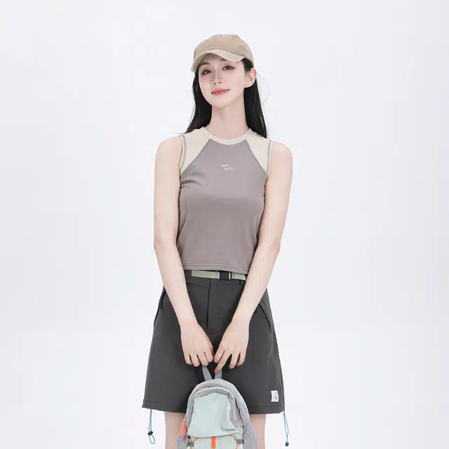 吉业重工 户外拼接修身显瘦圆领百搭优雅舒适无袖背心 女款