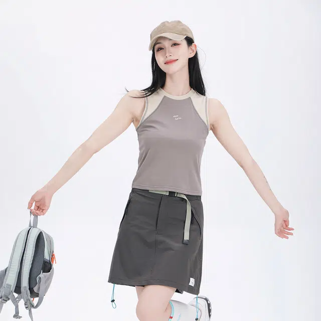 吉业重工 户外拼接修身显瘦圆领百搭优雅舒适无袖背心 女款