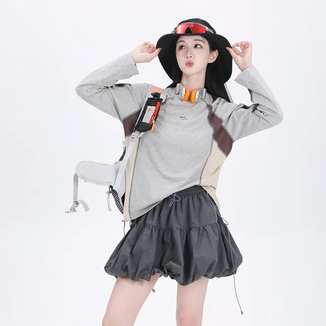 吉业重工 山系户外宽松休闲拼色圆领长袖卫衣 女款