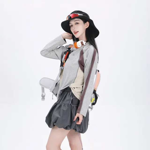 吉业重工 山系户外宽松休闲拼色圆领长袖卫衣 女款