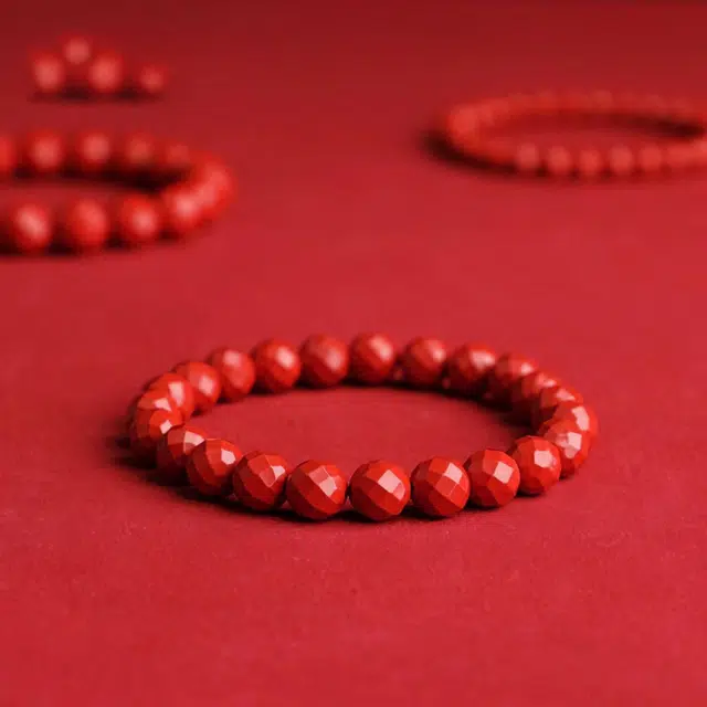 芙昕 【高含量】新中式简约小众设计日常百搭菱形本命年转运珠文玩叠戴手饰再造辰砂 朱砂 手串 男女同款情侣款