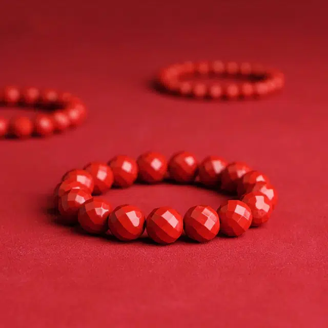 芙昕 【高含量】新中式简约小众设计日常百搭菱形本命年转运珠文玩叠戴手饰再造辰砂 朱砂 手串 男女同款情侣款
