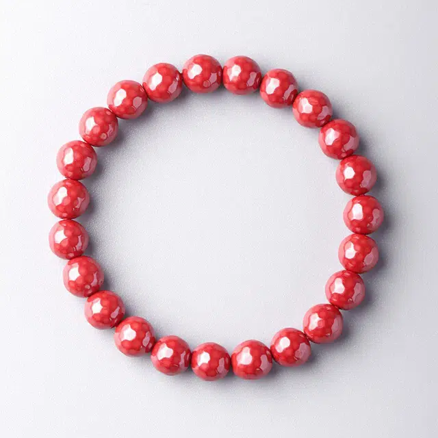 芙昕 【高含量】新中式简约小众设计日常百搭菱形本命年转运珠文玩叠戴手饰再造辰砂 朱砂 手串 男女同款情侣款
