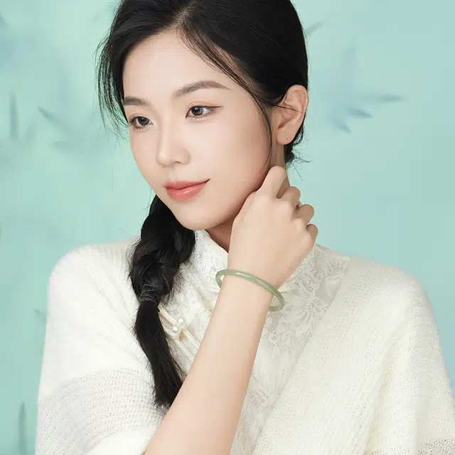 中鑫珠宝 美人如玉圆条叮当 和田玉 三张 男女同款情侣款 青白玉