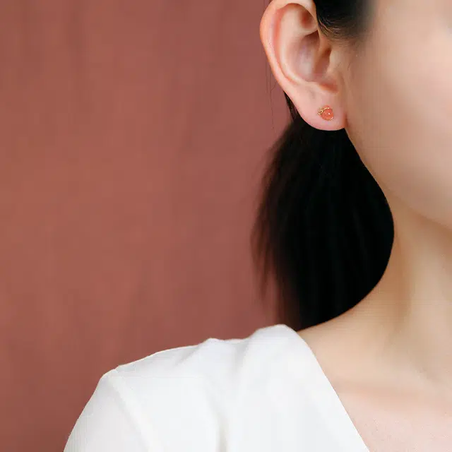 九乐 可爱葫芦 新中式国风小众轻奢百搭复高级感好运 玛瑙 耳钉 女款