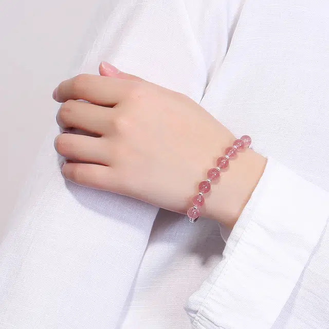 九乐 粉色童话浪漫清新桃花甜美 水晶 手链 女款
