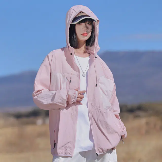 黑恐龙 潮牌简约连帽户外出行运动皮肤衣休闲轻薄柔软宽松透气时尚个性长袖防晒服 男女同款