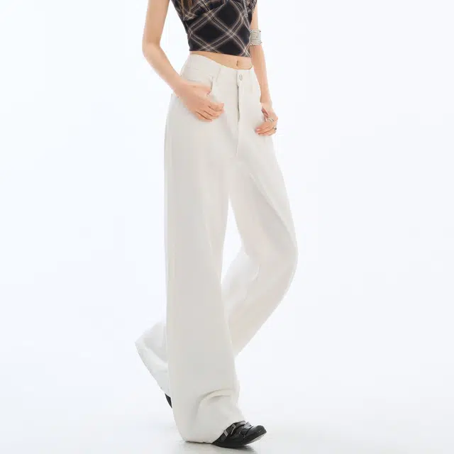 黑恐龙 美式复古潮牌小众高级宽松垂感阔腿拖地慵懒风出行时尚百搭透气牛仔裤 男女同款