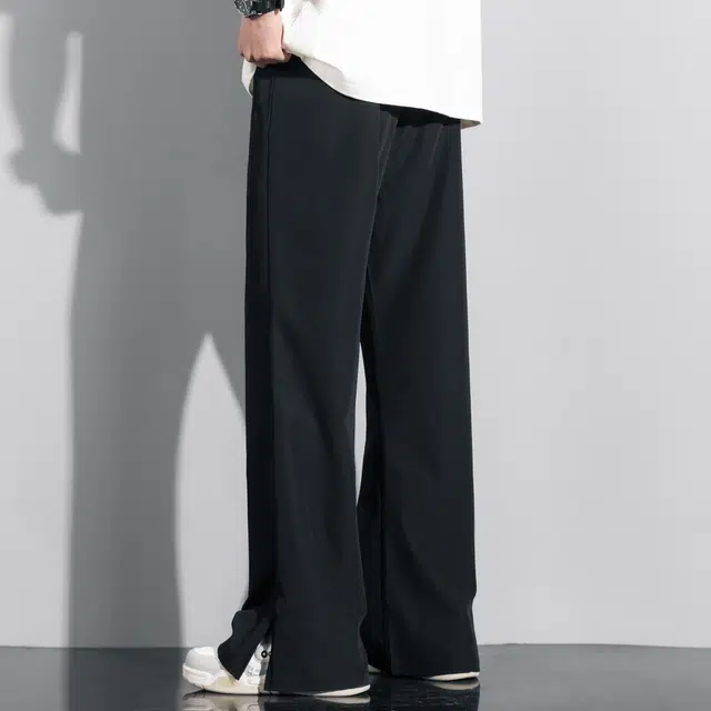 黑恐龙 日系潮牌复古高街松紧腰直筒宽松百搭垂感柔软阔腿简约小众休闲裤 男女同款